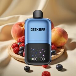 GEEK BAR 2GO 20ml 50000 Caladas Dos Series Vape Desechable Pantalla Grande Interactiva, 3 Niveles de Sabor/Enfriamiento Ajustable, Batería Recargable, Durazno y Bayas
