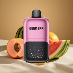 GEEK BAR 2GO 20ml 50000 Caladas Dos Series Vape Desechable con Pantalla Grande Interactiva, Sabor Durazno & Sandía, Tanques Duales, 5% Nic Sal, Batería Recargable