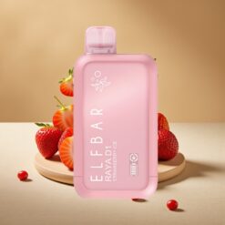 Elf Bar Raya D1 13000 Puffs Vape Desechable Fresa Helada con Pantalla de E-líquido, Batería Recargable 650mAh y Carga Tipo-C